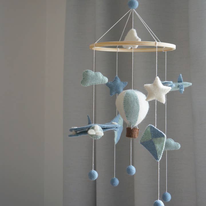 Mobile Heißluftballon Flugzeug Drachen Blau